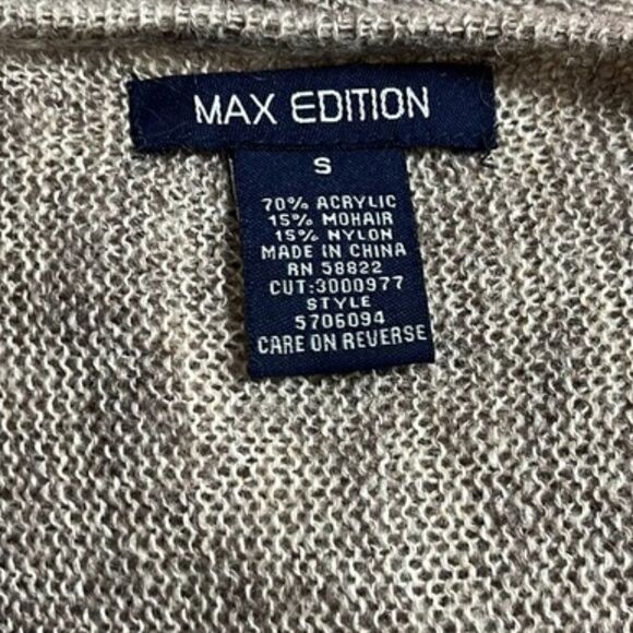 MAX EDITION Women's Brown Scoop Neck Fringe Sweater NWOT Size Small - Picture 7 of 8